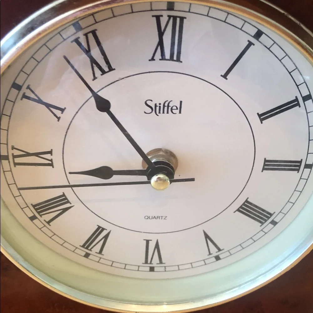 Stiffel Brown and Gold Mantel Clock - Classic Home Wall Decor